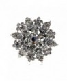 Alilang Womens Gunmetal Tone Grey Rhinestones Floral Leaf Snowflake Wreath Crest Brooch Pin - CP115YFMBPP