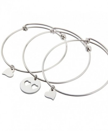 Ensianth Mother Daughter Bracelet Heart Cutout Bracelet adjustable Bangle Gift for Mother - 1mother and 2daughter - CL1895HSRW8