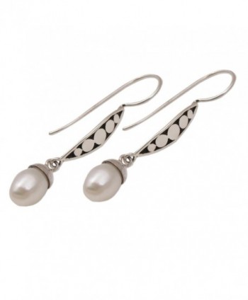 NOVICA Dyed Peach Cultured Freshwater Pearl and Sterling Silver Bridal Earrings- 'Paradise Blooms' - CU11G3W9R41