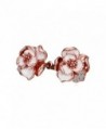 Chic Lotus Rose Gold Plated Rose Shaped Stud Earrings Enriched with Swarovski Crystals - C612OCR8A7C