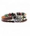 Lotus Flower Dangle Charm Beaded Leather Zen Bracelet Is Adjustable 5.5 to 7.5 Inches- in Gift Box - C911VYL8ZOJ