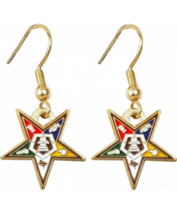 Eastern Star Symbol Cut-Out Ladies Earrings [Gold - 5/8"] - C811O7FHV17