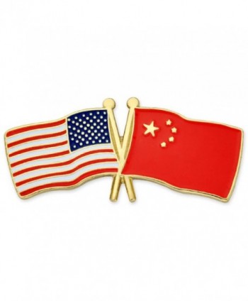PinMart's USA and China Crossed Friendship Flag Enamel Lapel Pin - C3119PEMJFD