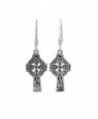 925 Oxidized Sterling Silver Celtic Lona Cross Dangle Earrings 17 mm - CH11K3Z9RET