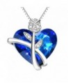 AOBOCO Rose Heart Necklace with Swarovski Crystals- Jewelry with Gift Box - CZ18609KDQ9