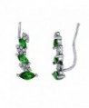 BERRICLE Rhodium Plated Sterling Silver Simulated Emerald Cubic Zirconia CZ Leaf Ear Crawlers - C0129AWDR6X