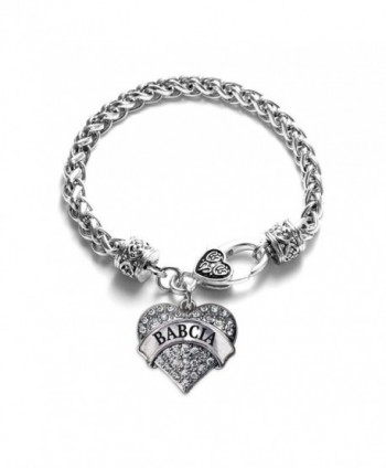 Babcia 1 Carat Classic Silver Plated Heart Clear Crystal Charm Bracelet Jewelry - CJ11VDKY7C5