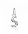 925 Sterling Silver Cubic Zirconia A-Z Initial Letters Alphabet Dangling charms Pendant - S - C012LZHI1GX