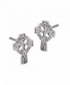 .925 Sterling Silver Celtic Cross Stud Post Earrings - CB125MZ07VL