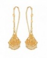 GoldNera Traditional Bollywood style Classic Gold Plated Pair of Ear chain Earrings - CJ17YUE4NYN
