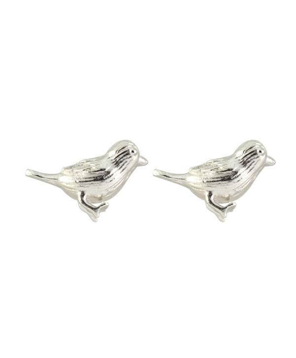AppleLatte Earrings- Lightweight Silver Plated Sparrow Bird Stud Earrings - CZ126Y5LFDR