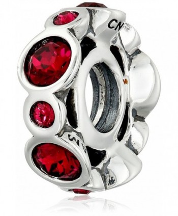Chamilia "Birthstone Jewels" Sterling Silver and Swarovski Crystal Bead Charm - Ruby - CX11KI36QGN