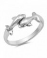 Two Dolphin Fashion Cute Whale Ring New .925 Sterling Silver Toe Band Sizes 3-10 - C012GTVPJRT