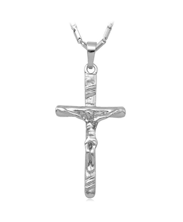 U7 Crucifix & Cross Pendant with Chain 22 Inch Gold Plated Christian Thanksgiving Jewelry - Platinum - CW11YQJ29ST