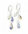 Sterling Silver Leverback Earrings Multi-Teardrop Made with Swarovski Crystals - CQ11GH0OKWX