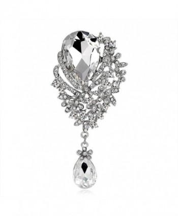 SANWOOD Hollow breastpin Flower Broach Pin Shiny Rhinestones Brooch Jewelry (White) - CE17YTD5W0I