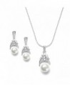 Mariell Light Cream Pearl Drop Bridal Necklace & Earrings Set with Vintage CZ - Great Bridesmaids Gift - CF122YONM15