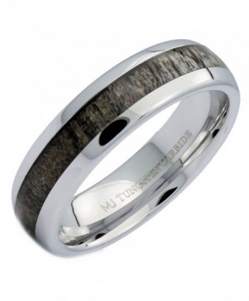 MJ 6mm Natural Deer Antler Inlay White Tungsten Carbide Ring - CY185XH4E40