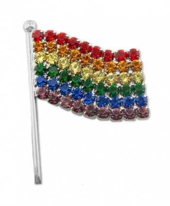 PinMart's Rhinestone LGBT Gay Pride Rainbow Flag Brooch Pin - CS119PEOFDR