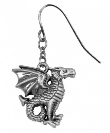 Silver Color Pewter Leviathan Dragon Earrings - CY11CJUPOG1