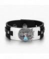 Tree of Life Live Love Be Your Self Celtic Amulet Simulated Turquoise Adjustable Black Leather Bracelet - CY129CIS9VJ
