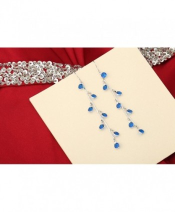 Neoglory Jewelry Teardrop Platinum Earrings - Blue - C511MM6KI6N