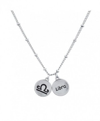 Lux Accessories Silvertone Libra and Astrological Sign Charm Necklace - CB12L9TZK4X