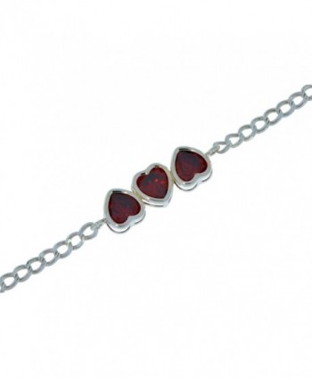 CZ Garnet Heart Bezel Bracelet .925 Sterling Silver Rhodium Finish - C6120MZZSGZ
