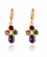 YAZILIND Charming 18k Gold Plated Simple Design Inlay Cubic Zirconia Round Colorful Dangle Drop Earrings - C111METV63H