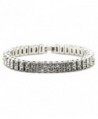 Xusamss Hip Hop Stainless Steel Buckle Double Row Crystal Chain Bracelet Bangle-7.5inches - White - CU184R3DHOU