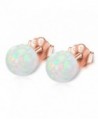 Sterling Silver Created Opal Stud Earrings (6mm) - rose-gold-flashed silver - C3182HGEQL8
