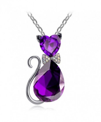 Swarovski Element Crystal Lovely Bowknot Is Cat Necklace. - CL12FWKAWCJ