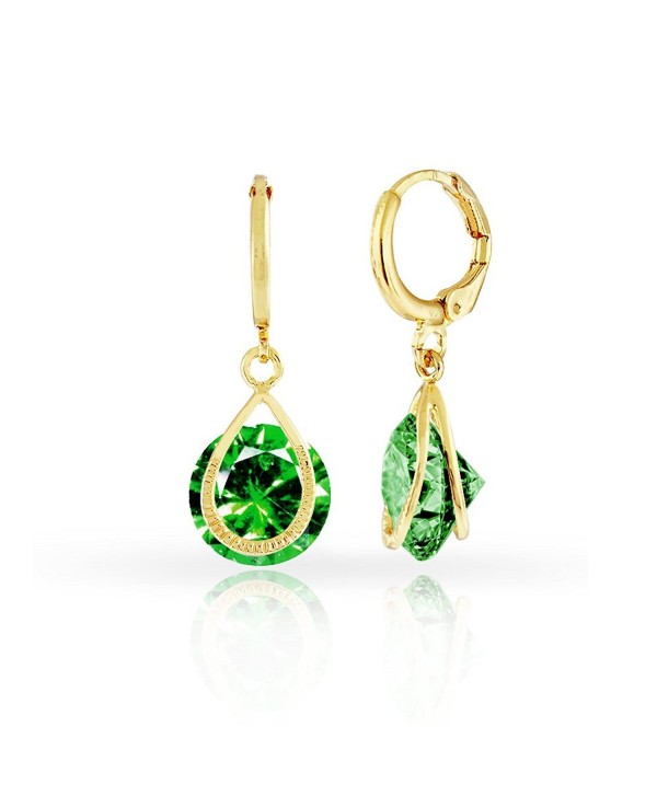 18KT Gold Plated Floating CZ Crystal Dangle Drop Leverback Earrings For ...