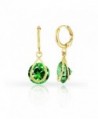 Diane Lo'ren 18KT Gold Plated Floating CZ Crystal Dangle Drop Leverback Earrings For Women - Green - CX17Z6CLL7U