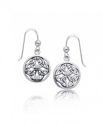 Bling Jewelry Round Medallion Celtic Knot Sterling Silver Dangle Earrings - CP116PRWH0F