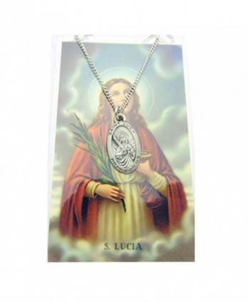 Pewter St. Lucy Medal & 18" Chain- Prayer Card Set. - CF116ST69QX