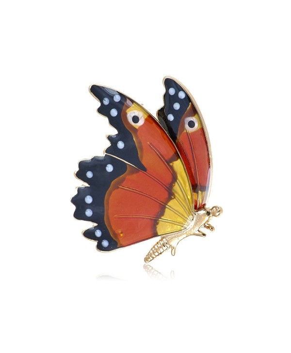 Alilang Golden Tone Multicolored Spotted Colorful Monarch Butterfly Wings Brooch Pin - CP119LR4KWT