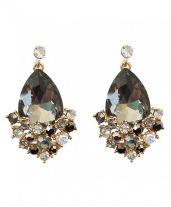 Navachi 18k Gold Plated Crystal Gray Pear-shaped Zirconia Az1699d Drop Dangle Earrings - CN11UIX8VU7