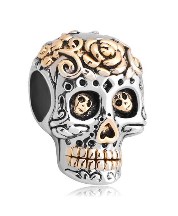 LovelyJewelry Dia De Los Muertos Skull Charm Bead For Bracelets - C611YLRVPN1