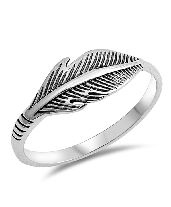 Feather Cute Simple Bird Leaf Thumb Ring New 925 Sterling Silver Band Sizes 4-10 - CF187YLYQUK
