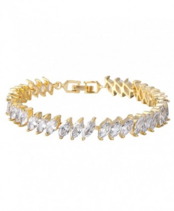 EVER FAITH Women's Cubic Zirconia Marquise-shape Wedding Bridal Tennis Bracelet Clear Gold-Tone - CI11YPZZF5D