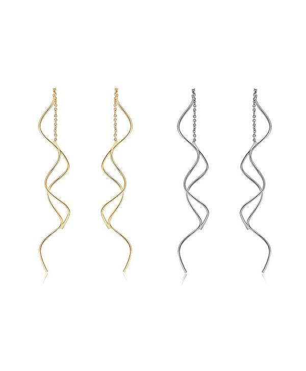 Exquisite Threader Dangle Earrings Curve Twist Shape for Women-2Pair - C2185GTTW4A