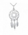 Inspirational Jewelry Sterling Silver Feather Dream Catcher Necklace for Women- Rolo Chain 18" - CR186GOL7XS