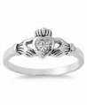 CHOOSE YOUR COLOR Sterling Silver Claddagh Heart Promise Ring - White Simulated Cubic Zirconia - CY187YYC56I