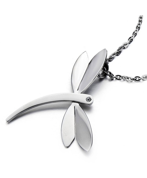 Lovely Dragonfly Pendant Necklace for Girls for Ladies Stainless Steel with 20 Inches Chain - 1 - CG11V6L5DSD