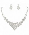 EVER FAITH Wedding Sweet Love Heart Necklace Earrings Set Austrian Crystal Silver-Tone - Clear - CX11OKP947X