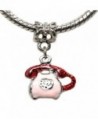 Pink Enamel "Telephone" Dangle Bead Charm For Snake Chain Charm Bracelet - CY11CE9YTLX