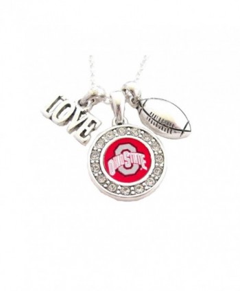 Ohio State Buckeyes Multi Charm Love Football Red Silver Necklace Jewelry OSU - CD11HZGEW03