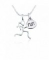Sterling Silver Stick Figure Runner and Run Charm Necklace | .925 Sterling Silver Necklaces | Running Jewelry - CJ11U4KJCO3