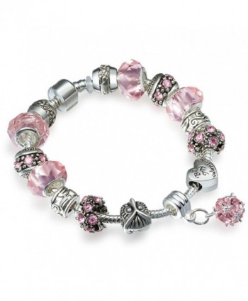 ATE Charm Bracelet Crystal and Murano Glass Beads for Women - Pink - CT11U8LPEGD